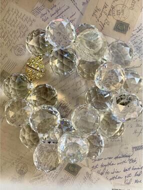 Chunky Faceted Clear Disco Ball Bead Bracelet Magnetic Clasp